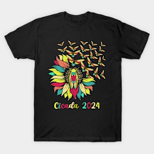 Sunflower Flying Cicada Insect Great Eastern Brood X Cicada T-Shirt